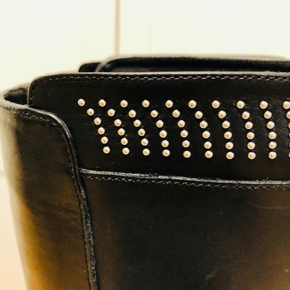 Italian Vera Gomma Studded Leather Tall Boots - Picture 6 of 9